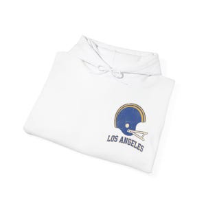 Los Angeles Blue & Gold Vintage Varsity Helmet Game Day Hoodie, Unisex Football Sweatshirt, Cozy Fall Pullover image 8