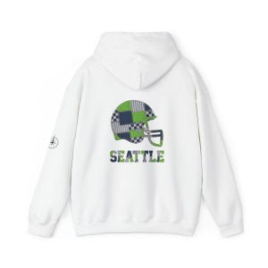 Seattle Football Patchwork-Helm-Kapuzenpullover, Spieltags-Hoodie, Fan-Pullover-Geschenk Bild 5