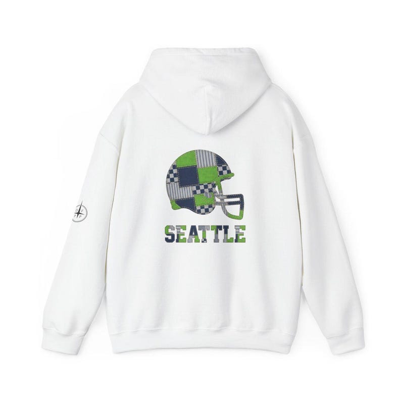 Seattle Football Patchwork-Helm-Kapuzenpullover, Spieltags-Hoodie, Fan-Pullover-Geschenk Bild 5