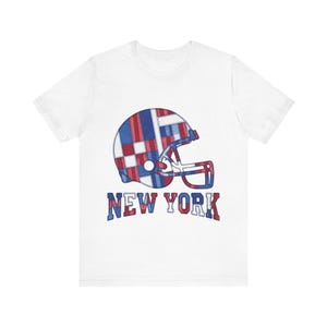 New York Giants Game Day T-Shirt, Patchwork Helmet Football Fan Tee, Vintage Style Sports Shirt image 1