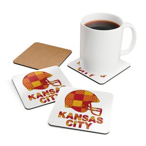 Kansas City Footballhelm-Untersetzer aus Kork, Fan-Getränkeuntersetzer, Dekoration für die Hausbar, Sportgeschenk Bild 4