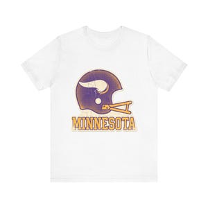 Minnesota Vikings Game Day T-Shirt, Vintage Varsity Helmet Football Fan Tee, Vintage Style Sports Shirt image 2