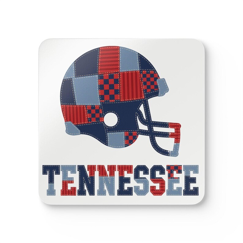 Tennessee Titans Patchwork Football Helmet Coaster, Cork Drink Coaster, Man Cave Decor, Fan Gift image 1