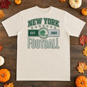 NY Jets Vintage Crest Football PNG, Retro Varsity Sublimation Design, Digital Download image 2