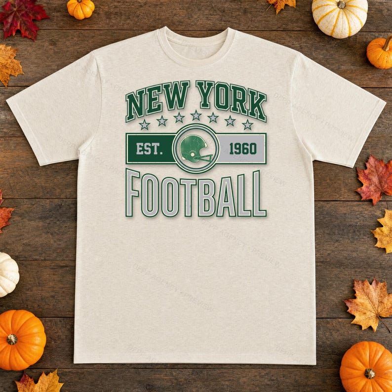NY Jets Vintage Crest Football PNG, Retro Varsity Sublimation Design, Digital Download image 2
