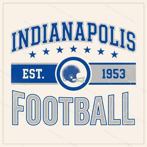 Logo vintage des Colts d'Indianapolis (format PNG), design rétro pour ballon de football américain, téléchargement numérique. image 1