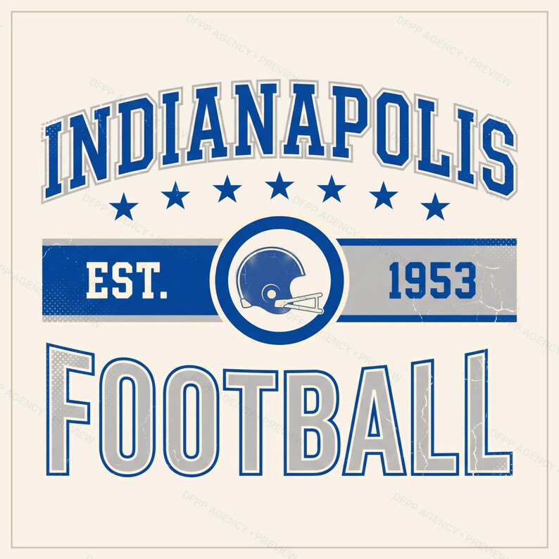 Logo vintage des Colts d'Indianapolis (format PNG), design rétro pour ballon de football américain, téléchargement numérique. image 1