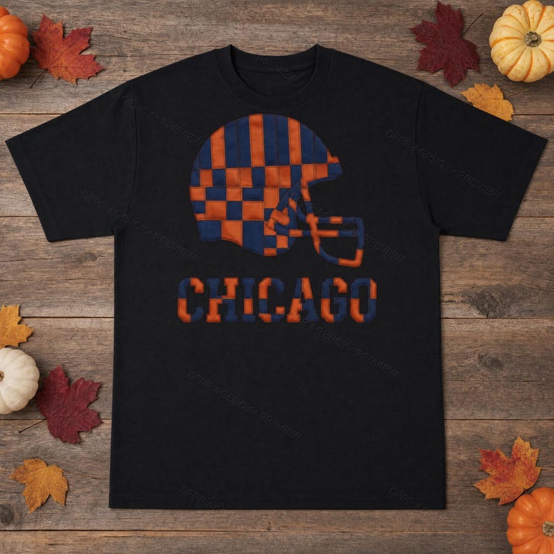Casco de retazos de los Chicago Bears PNG, sublimación de fútbol americano, camiseta para el día del partido, descarga digital imagen 3