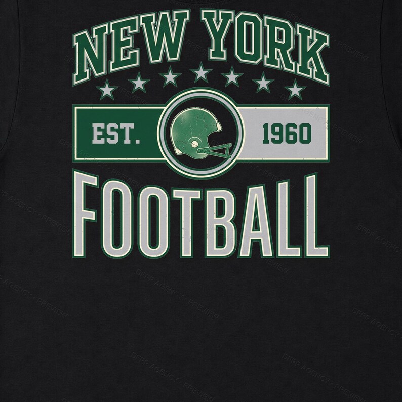 NY Jets Vintage Crest Football PNG, Retro Varsity Sublimation Design, Digital Download image 6