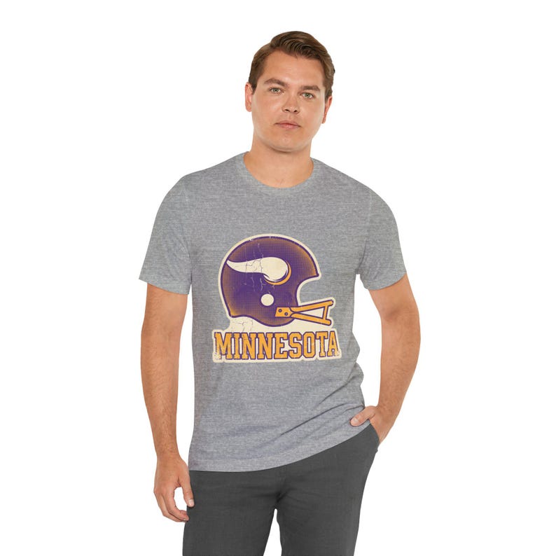 Minnesota Vikings Game Day T-Shirt, Vintage Varsity Helmet Football Fan Tee, Vintage Style Sports Shirt image 8
