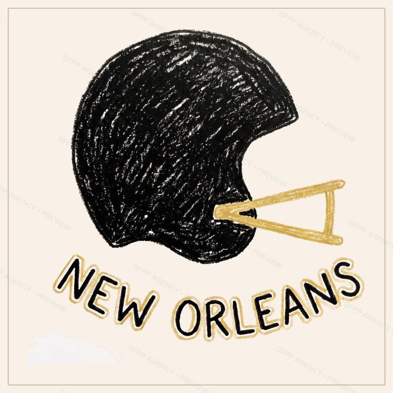 New Orleans Helmet PNG Bundle, 8 Football Fan Styles, Sublimation and DTF Designs, Instant Download image 7
