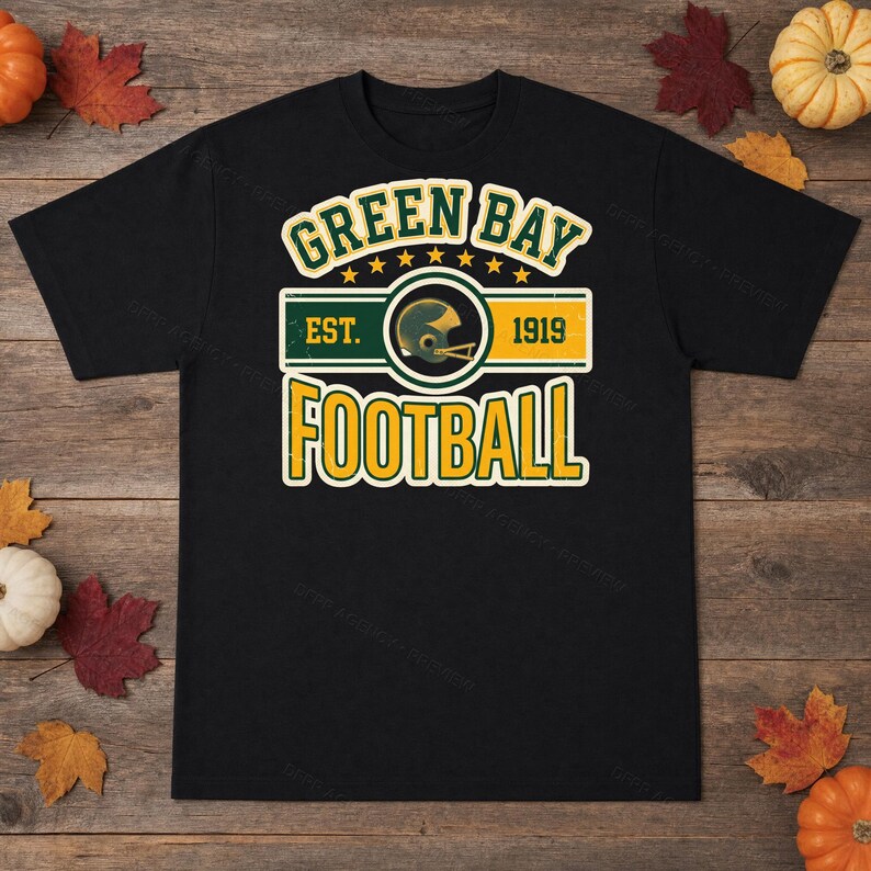 Green Bay Vintage Crest Football PNG, Retro Varsity Sublimation Design, Digital Download image 3