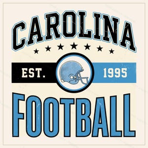 Carolina Vintage Wappen-Football-PNG, Retro-College-Sublimationsdesign, Digitaler Download Bild 1