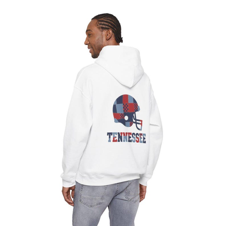 Tennessee Patchwork Helmet Game Day Hoodie, Unisex Football Sweatshirt, Cozy Fall Pullover image 6