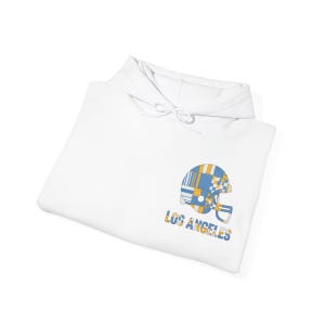 Los Angeles Chargers Patchwork Helmet Game Day Hoodie, Unisex Football Sweatshirt, Cozy Fall Pullover image 8