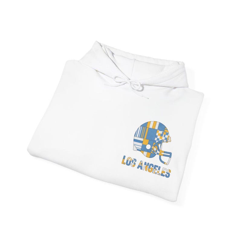 Los Angeles Chargers Patchwork Helmet Game Day Hoodie, Unisex Football Sweatshirt, Cozy Fall Pullover image 8