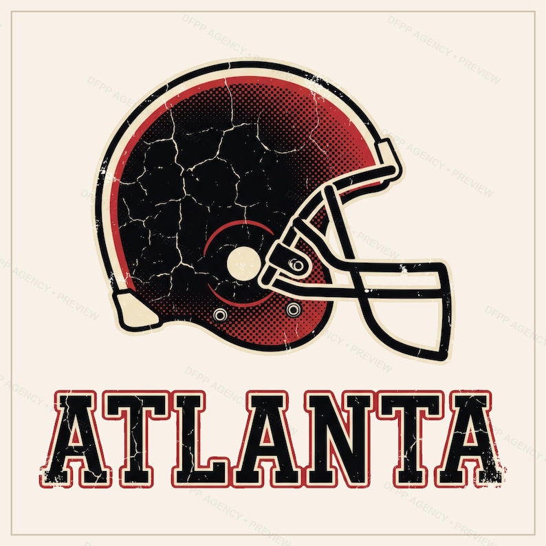 Atlanta hjälm PNG-paket, 8 fotbollsfanstilar, sublimerings- och DTF-designer, omedelbar nedladdning bild 10