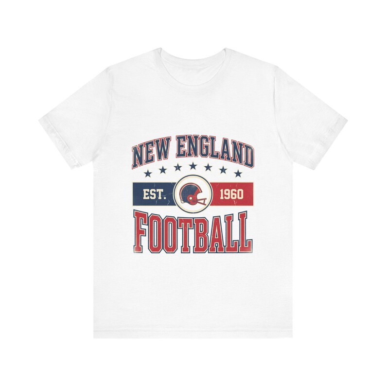 T-shirt con stemma vintage del New England / Grafica per tifosi di football americano / T-shirt unisex immagine 1