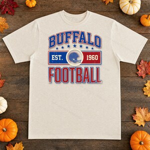 Buffalo Vintage Crest Football PNG, Retro Varsity Sublimation Design, Digital Download image 2