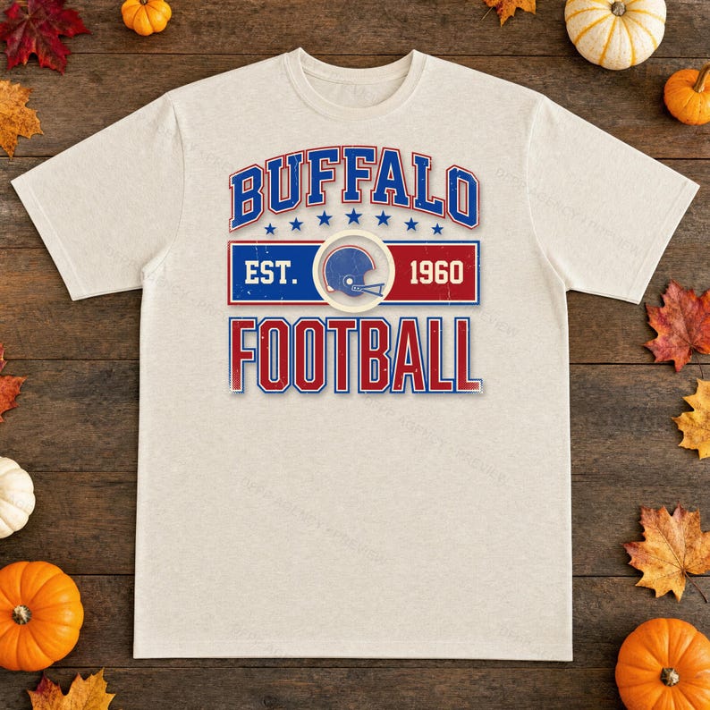 Buffalo Vintage Crest Football PNG, Retro Varsity Sublimation Design, Digital Download image 2