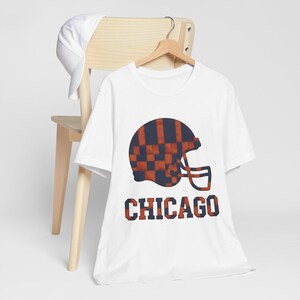 Chicago Bears Game Day T-Shirt, Patchwork Helmet Football Fan Tee, Vintage Style Sports Shirt image 6