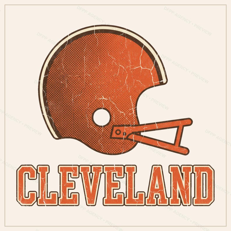 Cleveland Football Sublimation Bundle, 8 PNG Helmet Designs, Game Day Shirt Clipart, Digital Download image 10