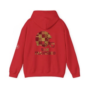 San Francisco Patchwork Helmet Game Day Hoodie, Unisex voetbaltrui, comfortabele herfsttrui afbeelding 7