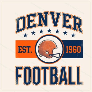 Denver Vintage Crest Football PNG, Retro Varsity Sublimation Design, Digital Download image 1
