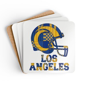Los Angeles Football Helmet Drink Coaster, Game Day Cork Coaster, Fan Home Decor image 2