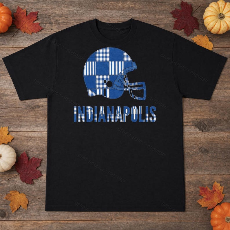 Indianapolis Colts Game Day T-Shirt, Patchwork Helmet Football Fan Tee, Vintage Style Sports Shirt image 5