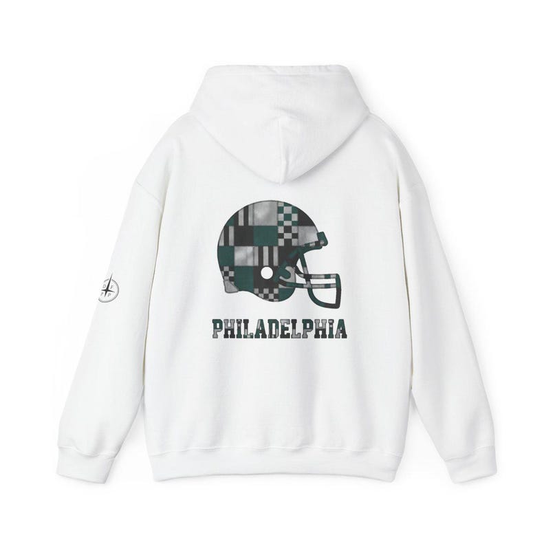 Philadelphia Eagles Patchwork-Helm-Spieltags-Hoodie, Unisex-Football-Sweatshirt, kuscheliger Herbstpullover Bild 5