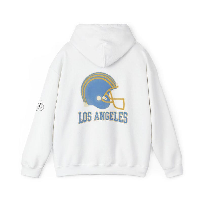 Los Angeles Chargers Football Vintage Varsity Helmet Hooded Sweatshirt, Game Day Hoodie, Fan Pullover Gift image 5