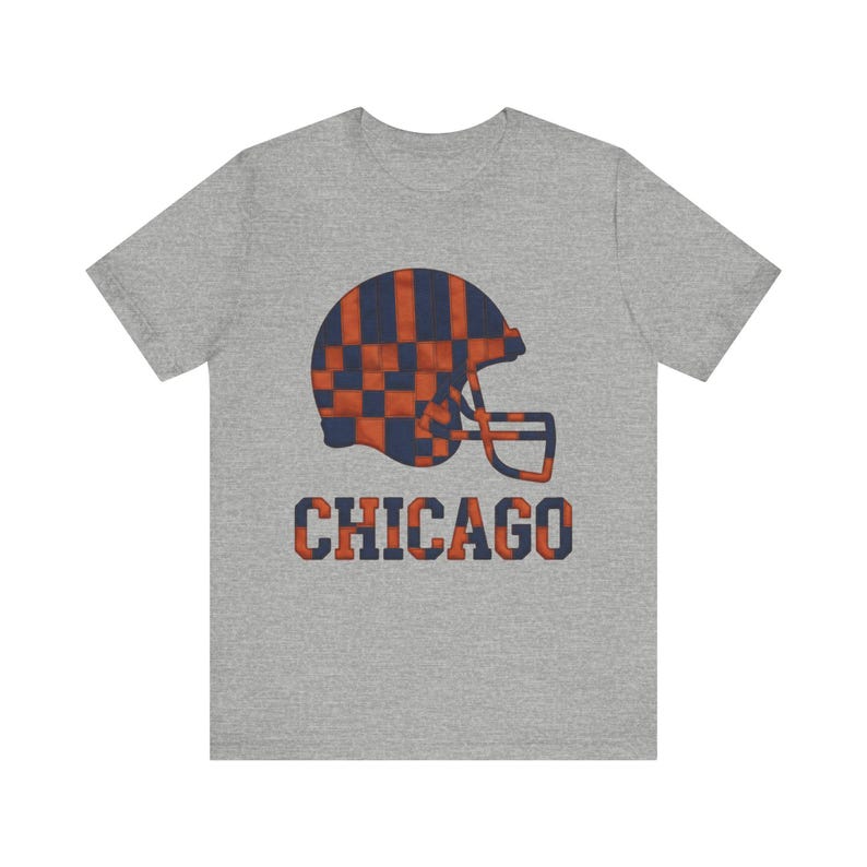 Chicago Bears Game Day T-Shirt, Patchwork Helmet Football Fan Tee, Vintage Style Sports Shirt image 3