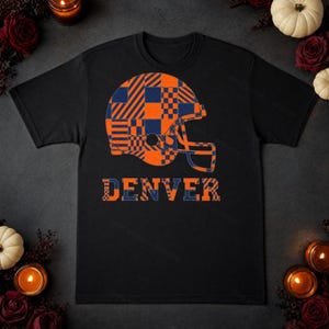 Capacete Denver Patchwork PNG, Sublimação de Futebol Americano, Camiseta para Dia de Jogo, Download Digital imagem 5