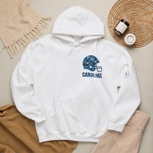 Carolina Patchwork Helmet Hoodie, Retro Football Sweatshirt, Game Day Pullover, Fan Hoodie image 1