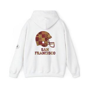 San Francisco Patchwork Helmet Game Day Hoodie, Unisex voetbaltrui, comfortabele herfsttrui afbeelding 5