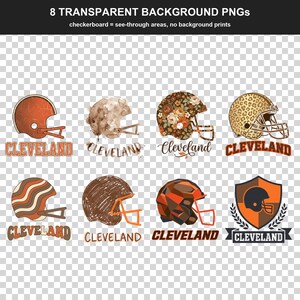 Cleveland Football Sublimation Bundle, 8 PNG Helmet Designs, Game Day Shirt Clipart, Digital Download image 2