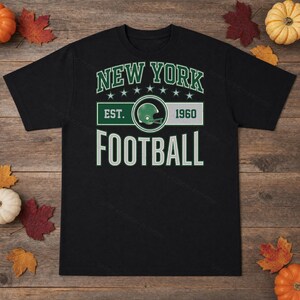 NY Jets Vintage Crest Football PNG, Retro Varsity Sublimation Design, Digital Download image 3