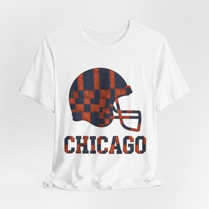 Chicago Bears Game Day T-Shirt, Patchwork Helmet Football Fan Tee, Vintage Style Sports Shirt image 4
