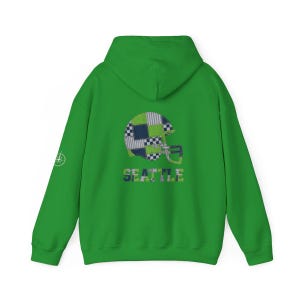 Seattle Football Patchwork-Helm-Kapuzenpullover, Spieltags-Hoodie, Fan-Pullover-Geschenk Bild 7