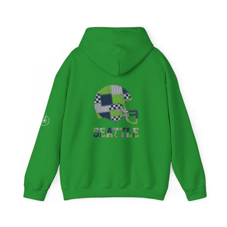 Seattle Football Patchwork-Helm-Kapuzenpullover, Spieltags-Hoodie, Fan-Pullover-Geschenk Bild 7