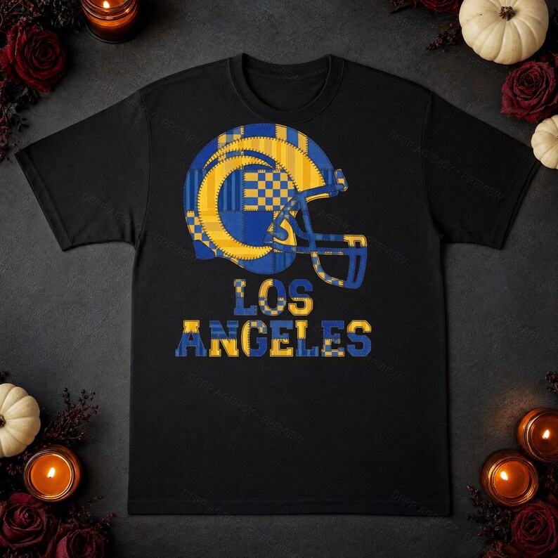 Los Angeles Rams Patchwork Helmet Football Shirt, Retro Game Day Tee, Unisex Fan Apparel, Sports Gift Bild 7