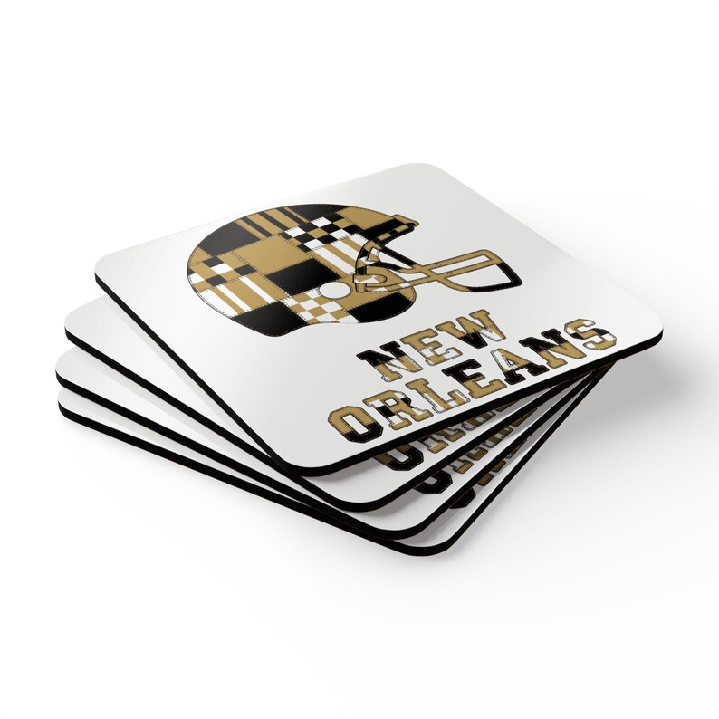 New Orleans Saints Football Helmet Cork Coaster, Fan Drink Coaster, Home Bar Decor, Sports Gift image 5