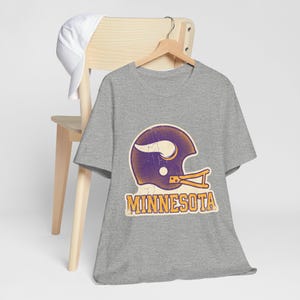 Minnesota Vikings Game Day T-Shirt, Vintage Varsity Helmet Football Fan Tee, Vintage Style Sports Shirt image 6