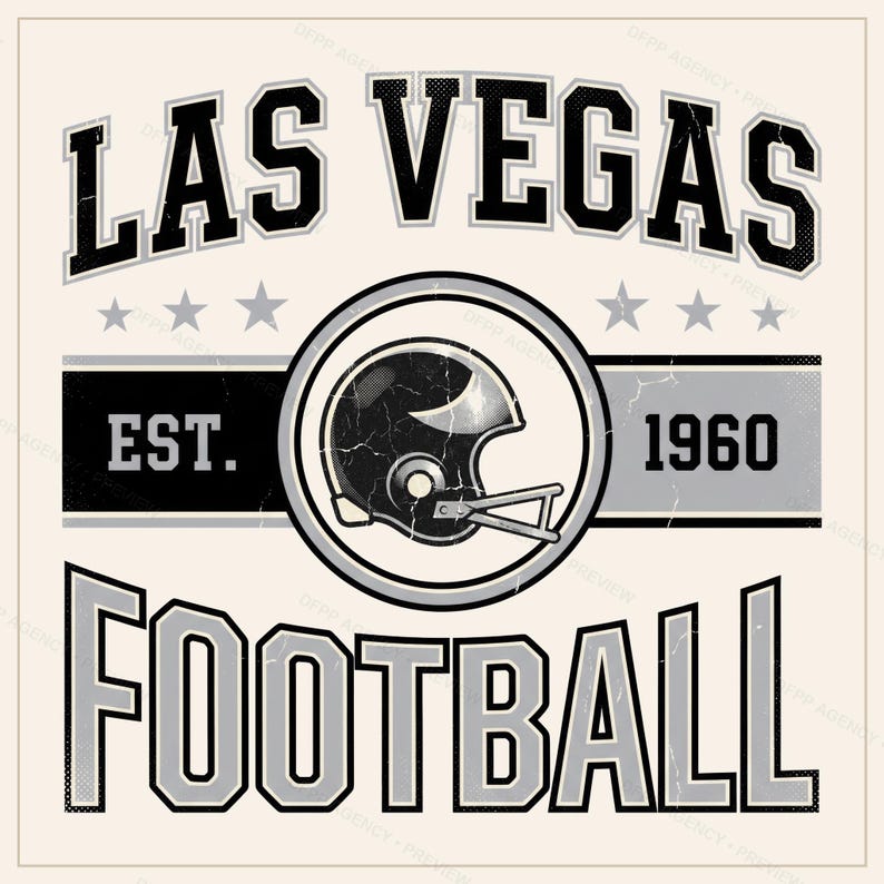 Las Vegas Vintage Crest Football PNG, Retro Varsity Sublimation Design, Digital Download image 1