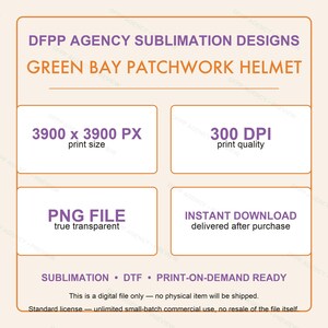 グリーンベイ・パッチワークヘルメットPNG、レトロ昇華プリントファイル、ファンシャツクリップアート、即時ダウンロード 画像 7
