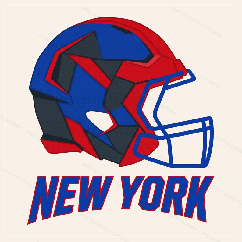 Zestaw do sublimacji New York Blue & Red Football, 8 wzorów kasków PNG, grafika ścienna na koszulkę meczową, pobieranie cyfrowe zdjęcie 8