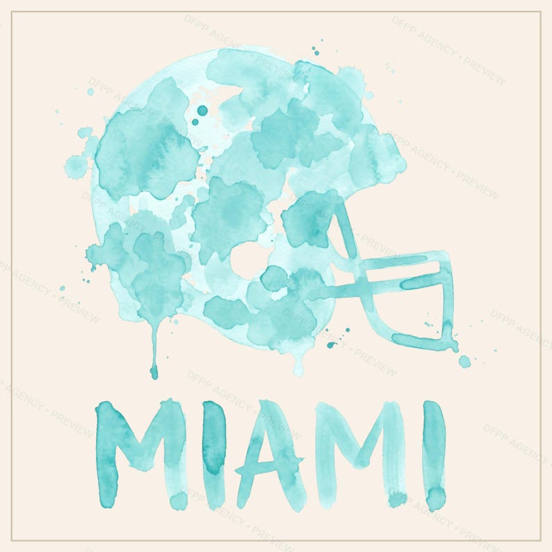 Sublimeringspaket för Miami Football, 8 PNG-hjälmdesigner, Clipart för matchdagströjor, digital nedladdning bild 3