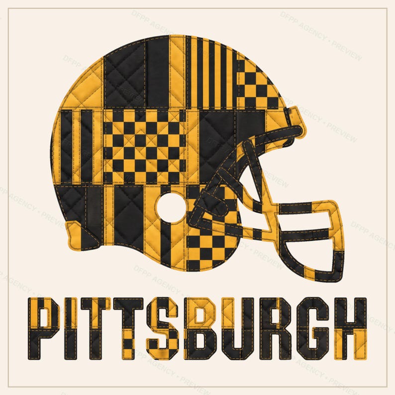 Pittsburgh Patchwork-hjälm PNG, sublimering av fotbollsfans, skjorta Clipart, digital nedladdning bild 1