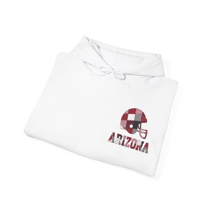 Felpa con cappuccio Arizona Patchwork Helmet Game Day, felpa da football unisex, comoda felpa autunnale immagine 8